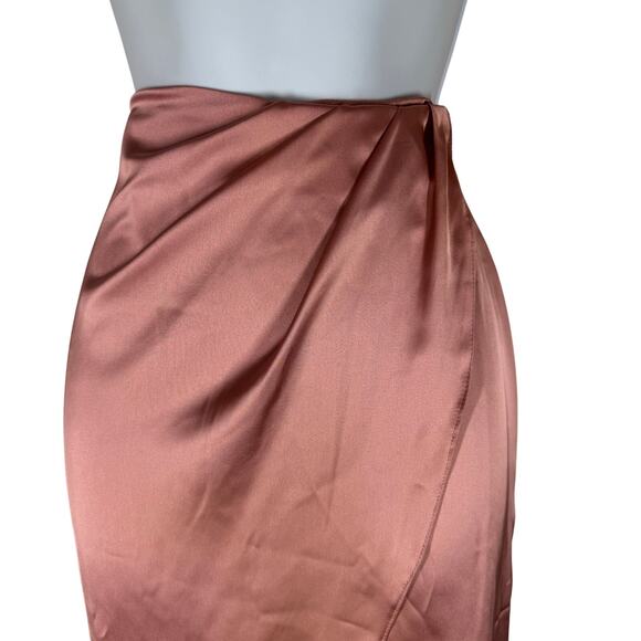 Miss Selfridge Satin Drape Wrap Blush Midi Skirt Women's 4‎ Elegant Date Night - Picture 3 of 12